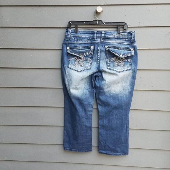 Zenim Denim Natural Waist Cropped Jeans Bling on Back Pockets size 29 8 - Picture 6 of 12